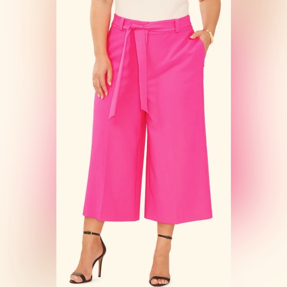 Vince Camuto Hot Pink Wide-Leg Cropped Pants, Size 20 - Picture 2 of 11